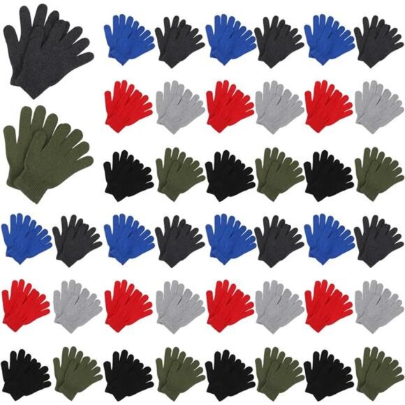 New 100 Pair Winter Gloves Bulk Warm Knitted Stretchy Gloves with Multicolor - Picture 1 of 7